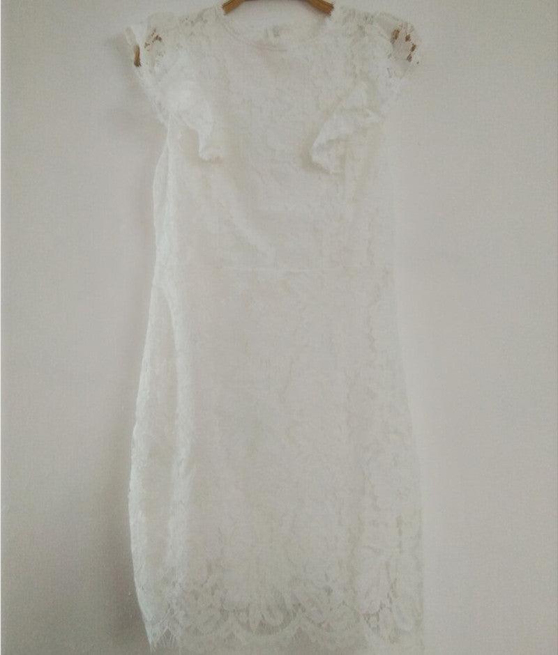 Elegant Chic: Lace Round Neck Sleeveless High Waist Dress - Your-Look