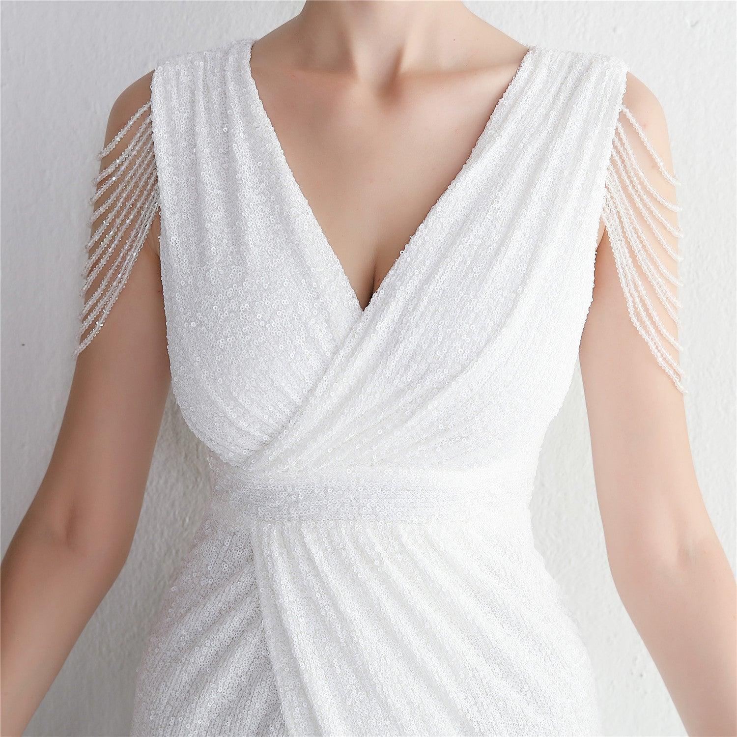 Elegant Embellishments: New Bead Craft Slimming Banquet Evening Dress