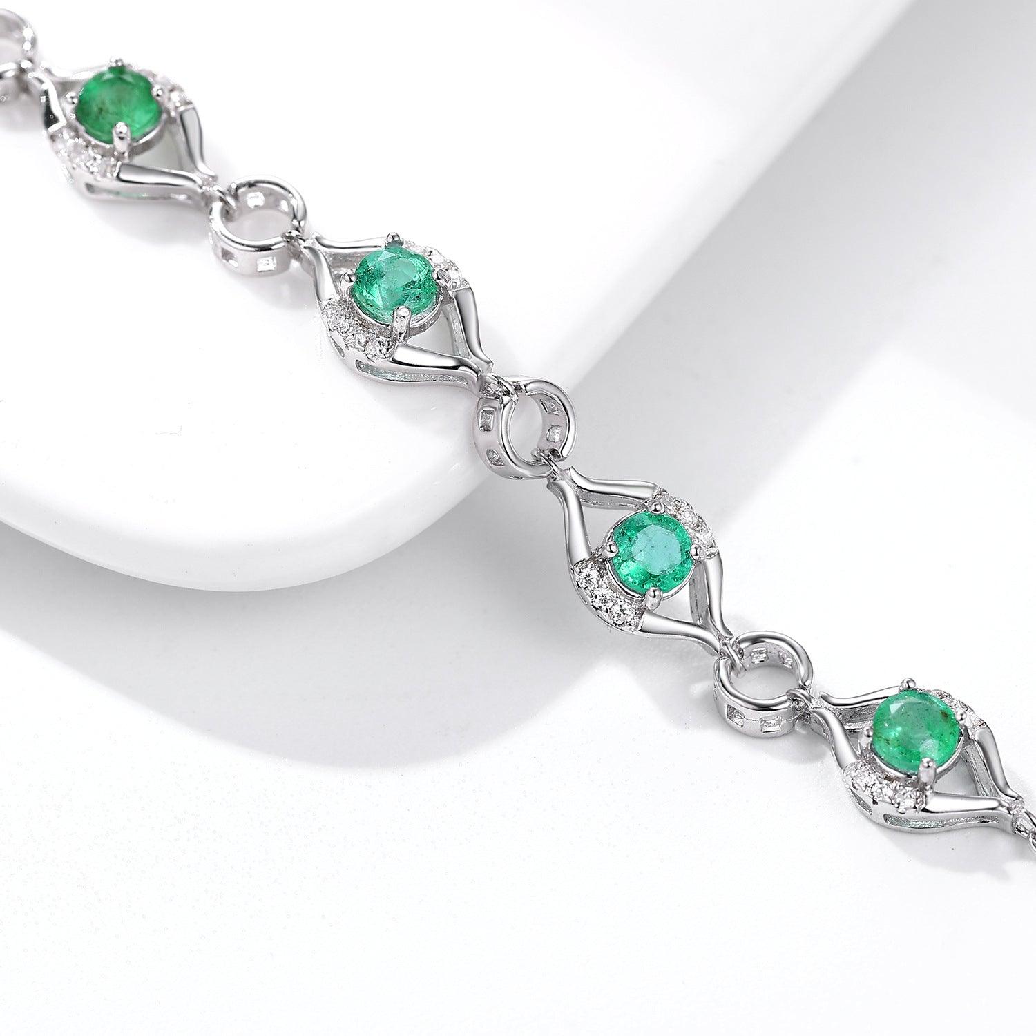 Elegant Emerald Bracelet: S925 Silver Jewellery with Natural Gemstones - Your-Look