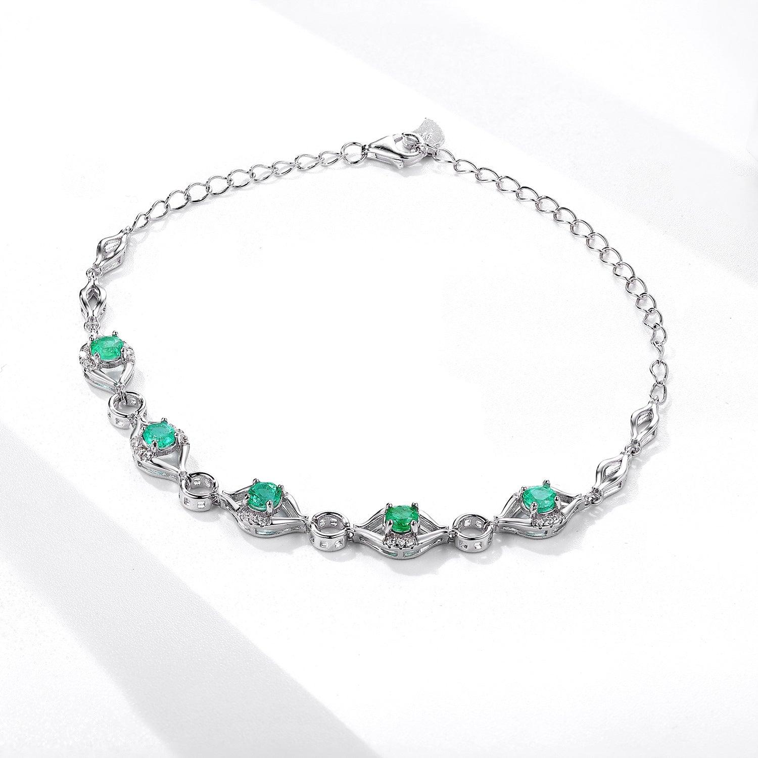 Elegant Emerald Bracelet: S925 Silver Jewellery with Natural Gemstones - Your-Look