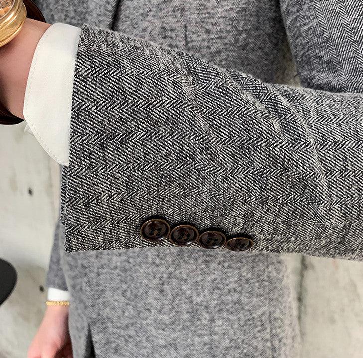 Elegant Three-Piece Slim Fit Cotton Suit for Men: Formal Wear Ensemble with Jacket, Vest, and Pants - Your-Look