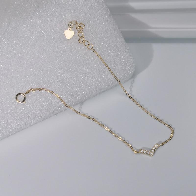 Elegant V-Shaped S925 Sterling Silver Bracelet Plated With Luxurious 14K Gold - Your-Look