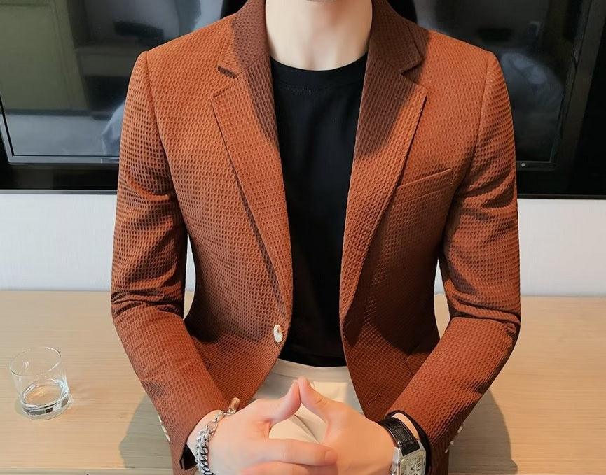 Elevate Your Casual Look with a Waffle Casual Cotton Suit Jacket for Men - Your-Look