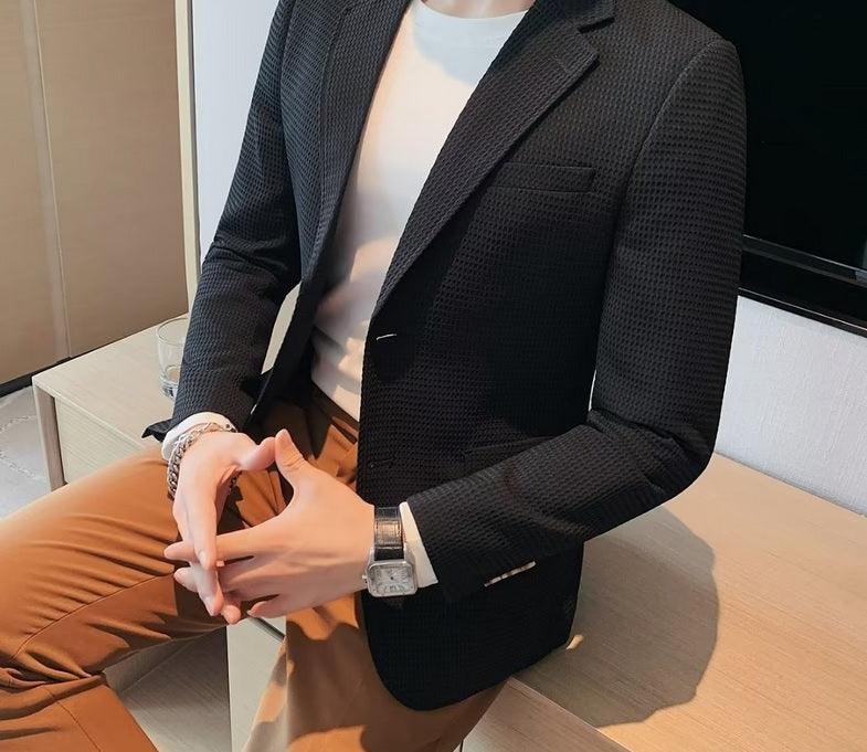 Elevate Your Casual Look with a Waffle Casual Cotton Suit Jacket for Men - Your-Look