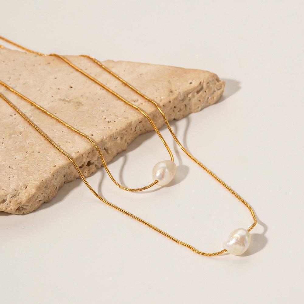 Elevate Your Elegance with Freshwater Pearl Double-Layer Non-Fading Necklace - Your-Look