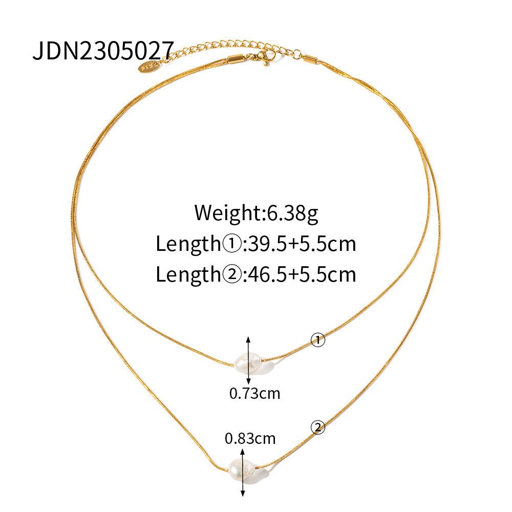 Elevate Your Elegance with Freshwater Pearl Double-Layer Non-Fading Necklace - Your-Look