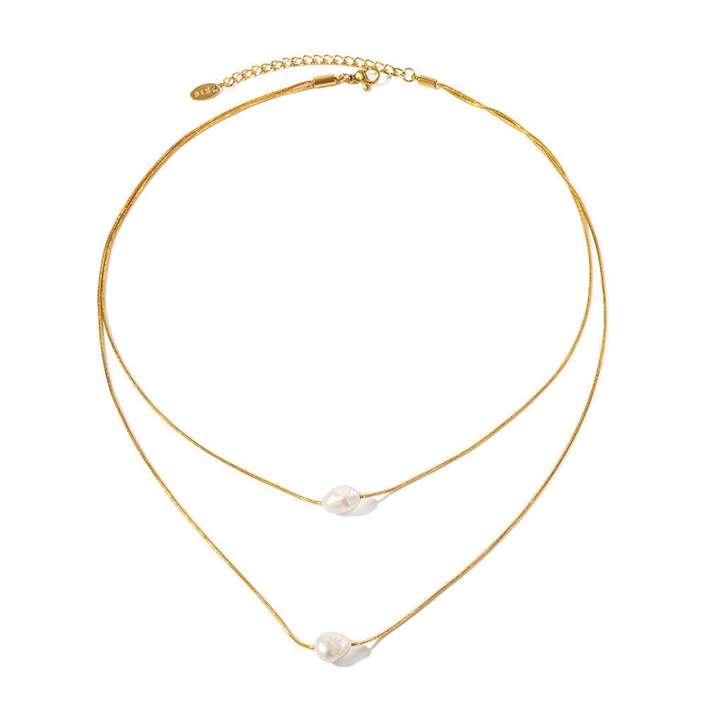 Elevate Your Elegance with Freshwater Pearl Double-Layer Non-Fading Necklace - Your-Look