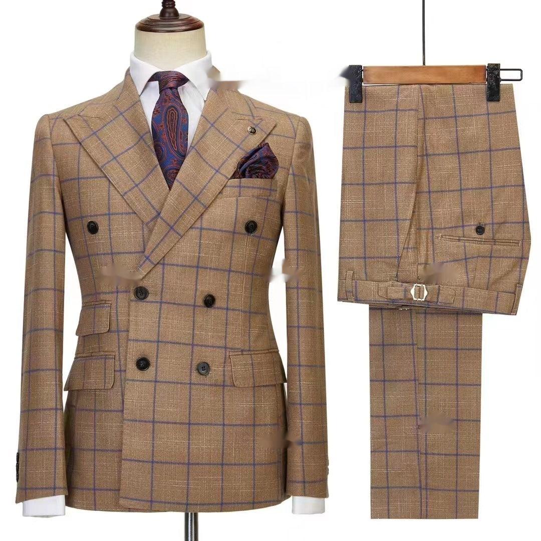 Elevate Your Style with a Contrast Color Slim Fit Woolen Suit Two-Piece Set