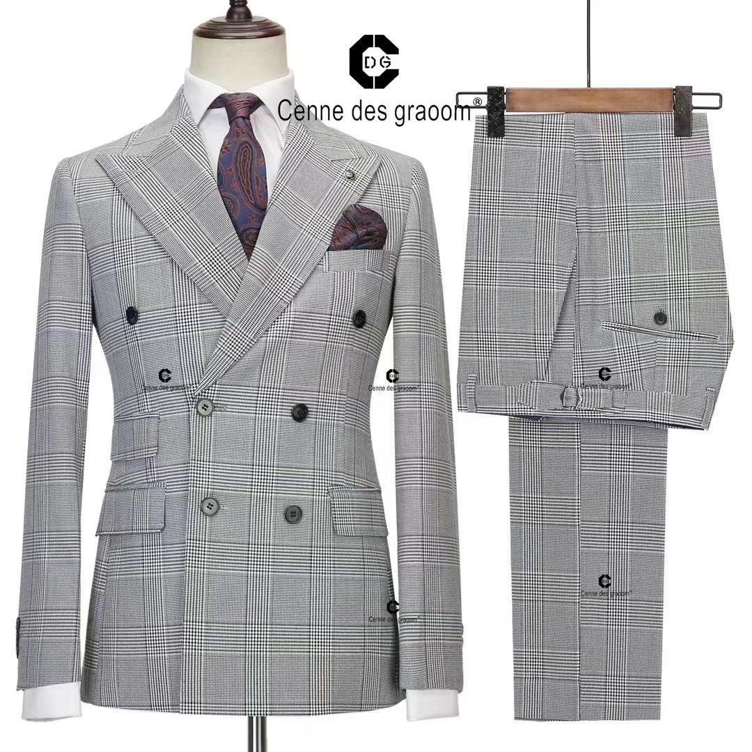 Elevate Your Style with a Contrast Color Slim Fit Woolen Suit Two-Piece Set