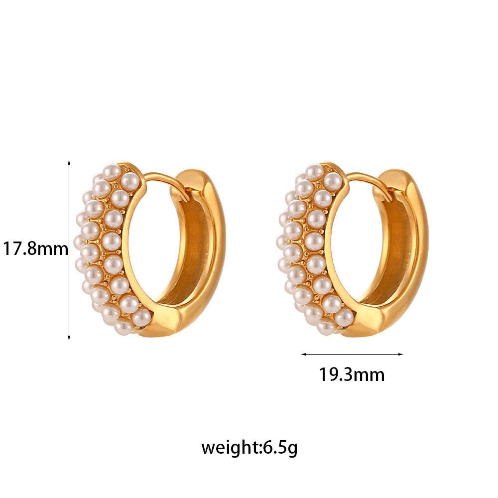 Elevate Your Style with Stainless Steel Plated 18K Gold Pearl Ear Clip - Your-Look
