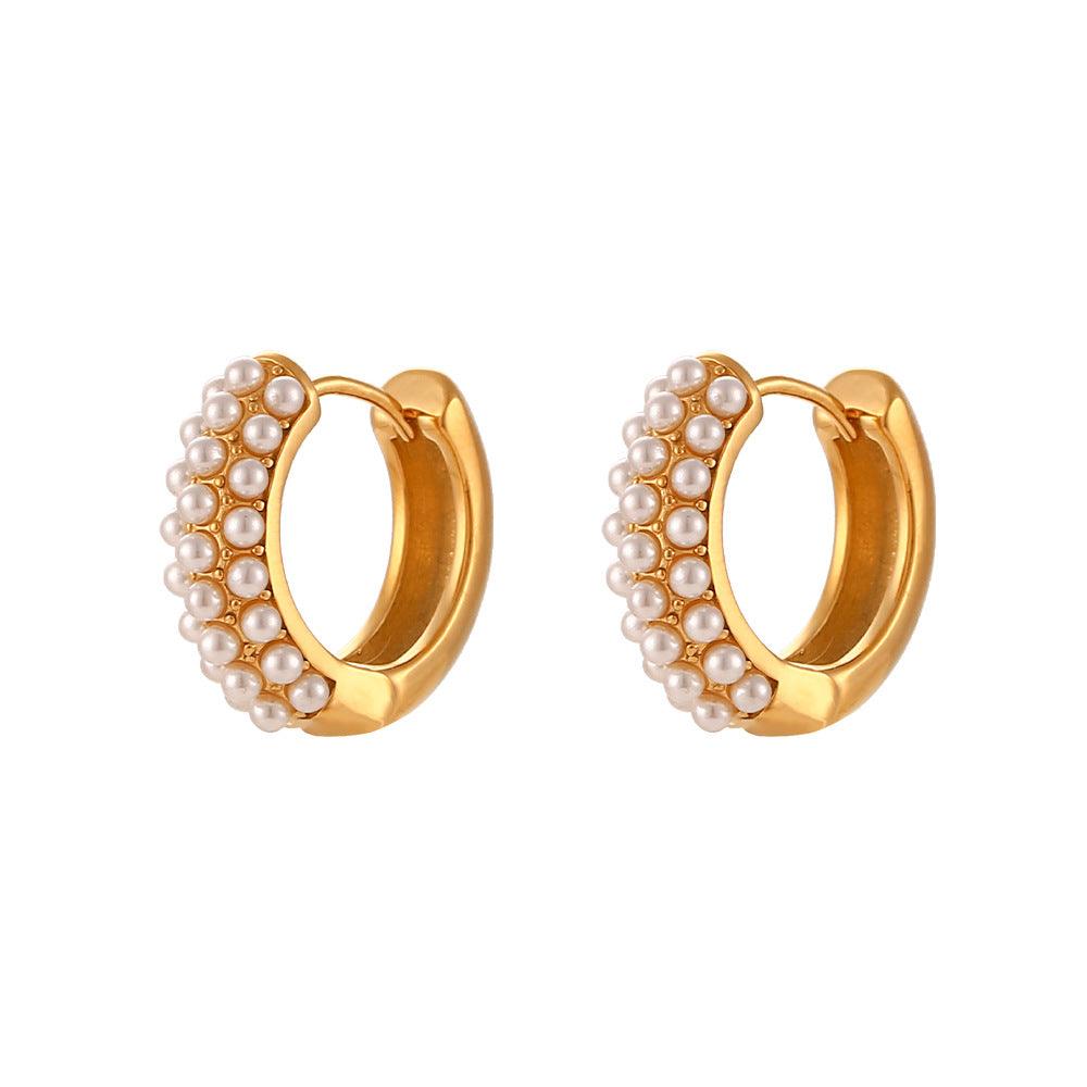 Elevate Your Style with Stainless Steel Plated 18K Gold Pearl Ear Clip - Your-Look
