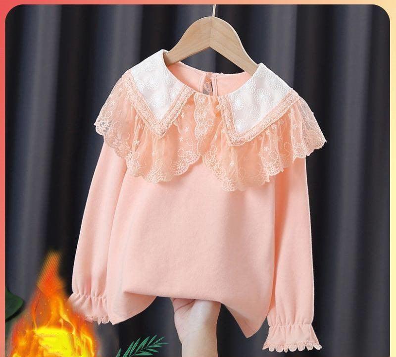 Girls Princess Lace Bottoming Shirt Long Sleeves - - Your-Look