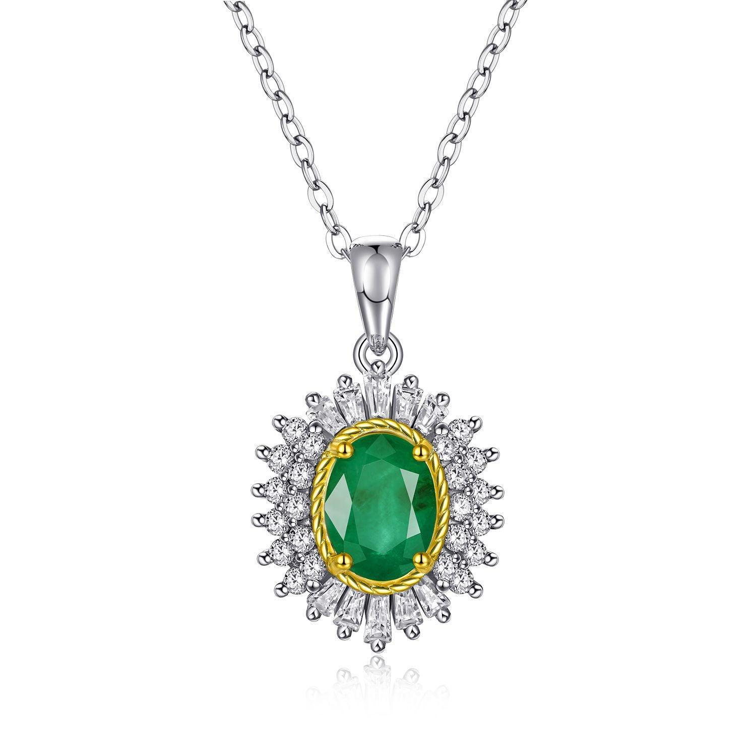 Exquisite Natural Emerald Pendant: S925 Silver Chain with Unique Feminine Design