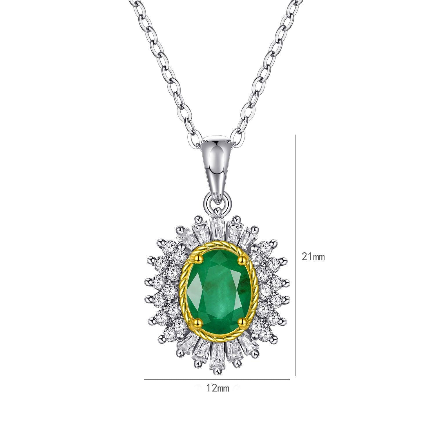 Exquisite Natural Emerald Pendant: S925 Silver Chain with Unique Feminine Design - Your-Look
