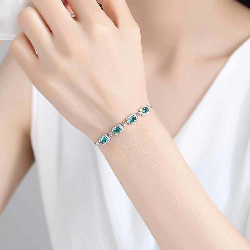 Exquisite S925 Silver Fashion Emerald Ladies Bracelet Jewelry - Your-Look