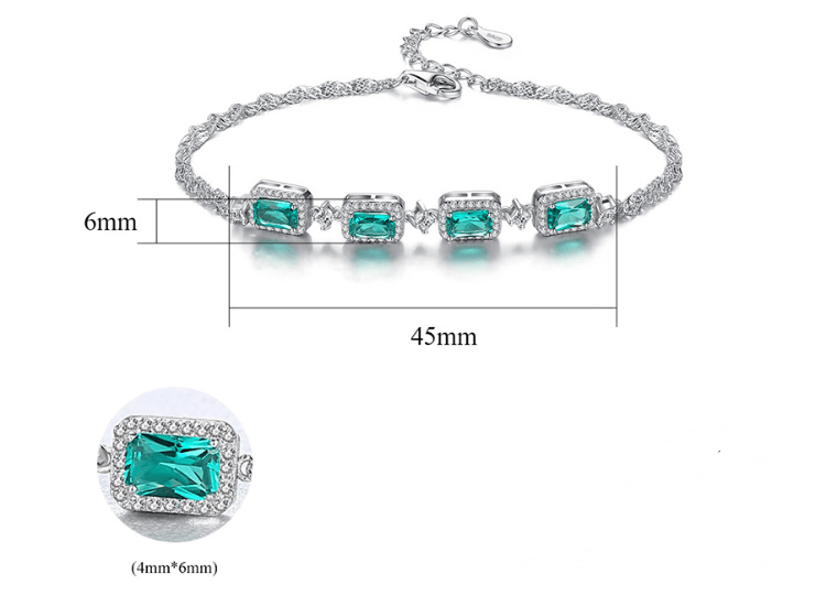 Exquisite S925 Silver Fashion Emerald Ladies Bracelet Jewelry