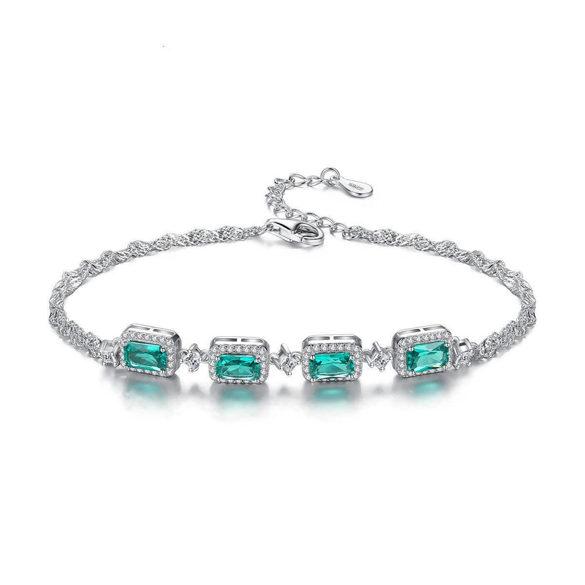 Exquisite S925 Silver Fashion Emerald Ladies Bracelet Jewelry - Your-Look