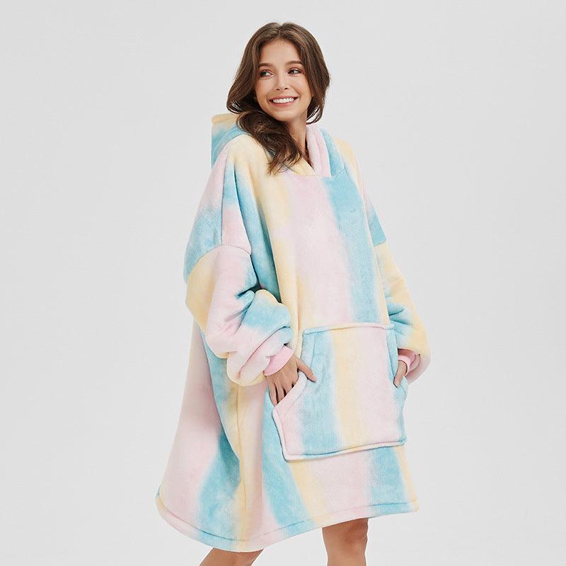 Cozy Nights: Flannel Homewear Night Robe Casual Hooded Sweater - Your-Look