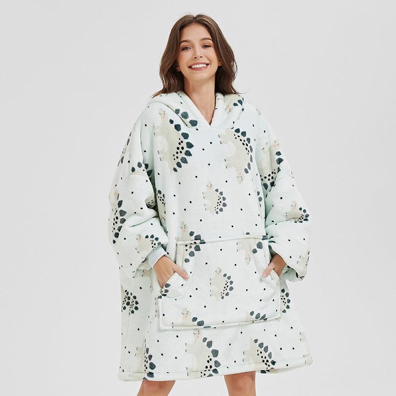 Cozy Nights: Flannel Homewear Night Robe Casual Hooded Sweater - Your-Look