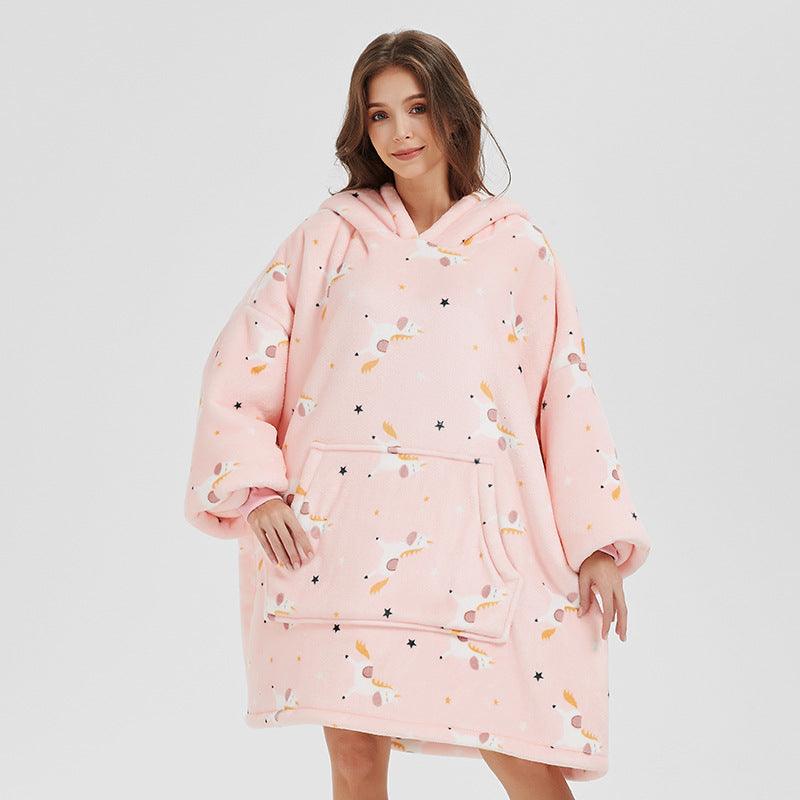 Cozy Nights: Flannel Homewear Night Robe Casual Hooded Sweater - Your-Look