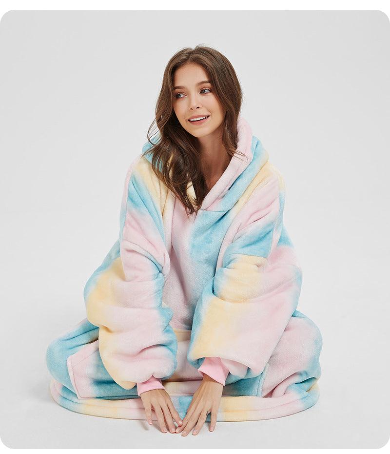 Cozy Nights: Flannel Homewear Night Robe Casual Hooded Sweater - Your-Look