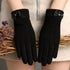 Fleece-Lined De Suede Bow Gloves: Touch Screen Warmth for Outdoor All-Matching Style