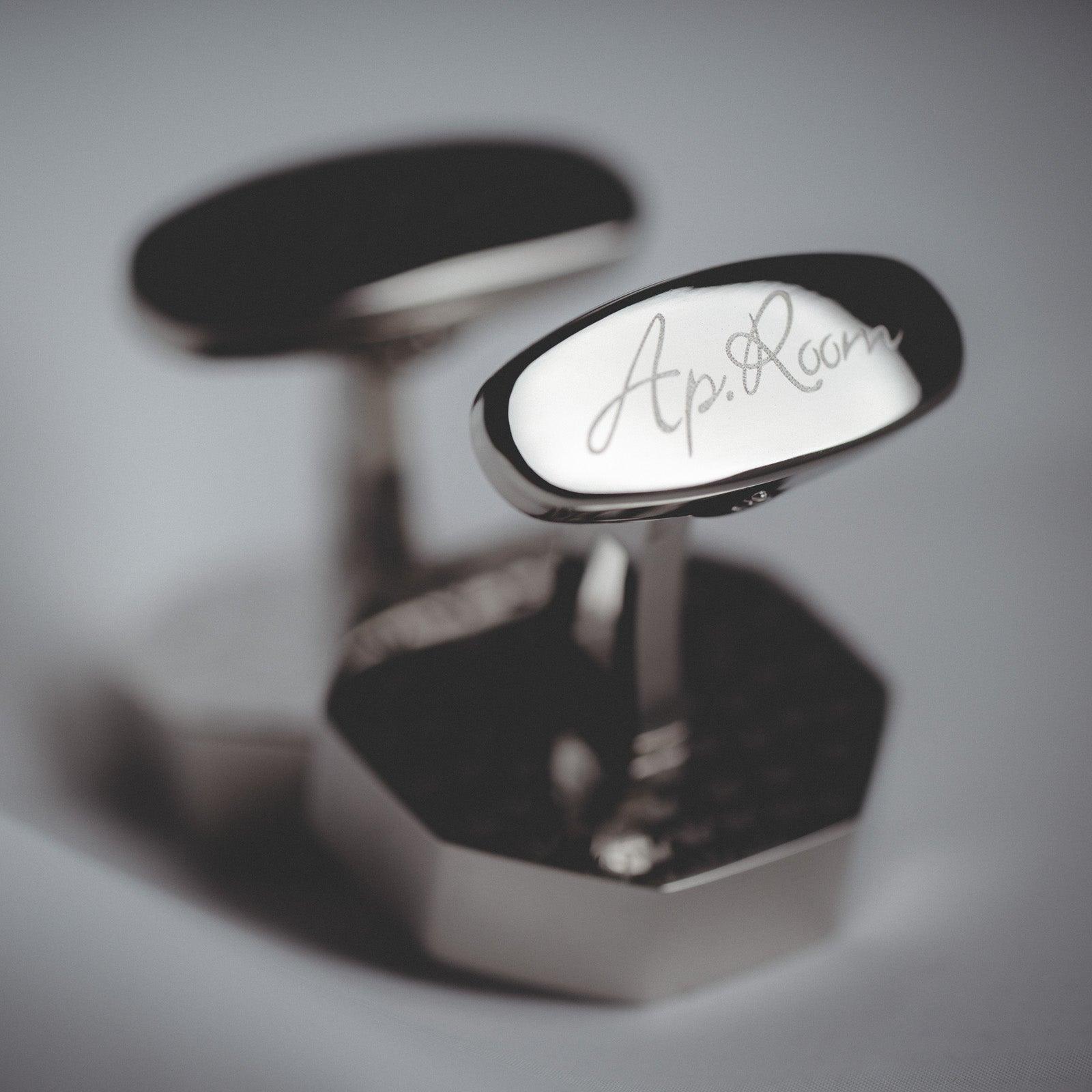 "Refined Sophistication" French Silver Black Cufflinks for Men&
