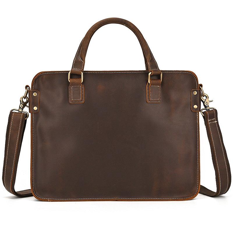 Retro Crazy Horse Leather Briefcase 14-inch Commuter Business - Your-Look