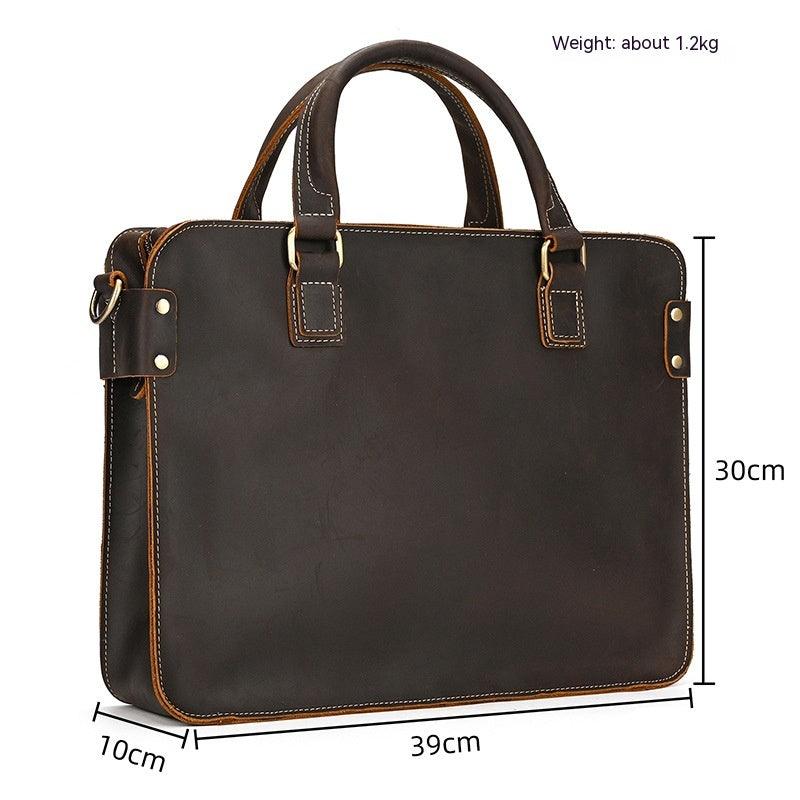 Retro Crazy Horse Leather Briefcase 14-inch Commuter Business - Your-Look