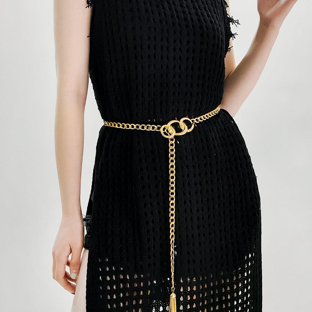 Fashion Pop Metal Waist Chain Embellished Fringe Belt Personality Women Jeans Skirt Accessory Belt - Your-Look