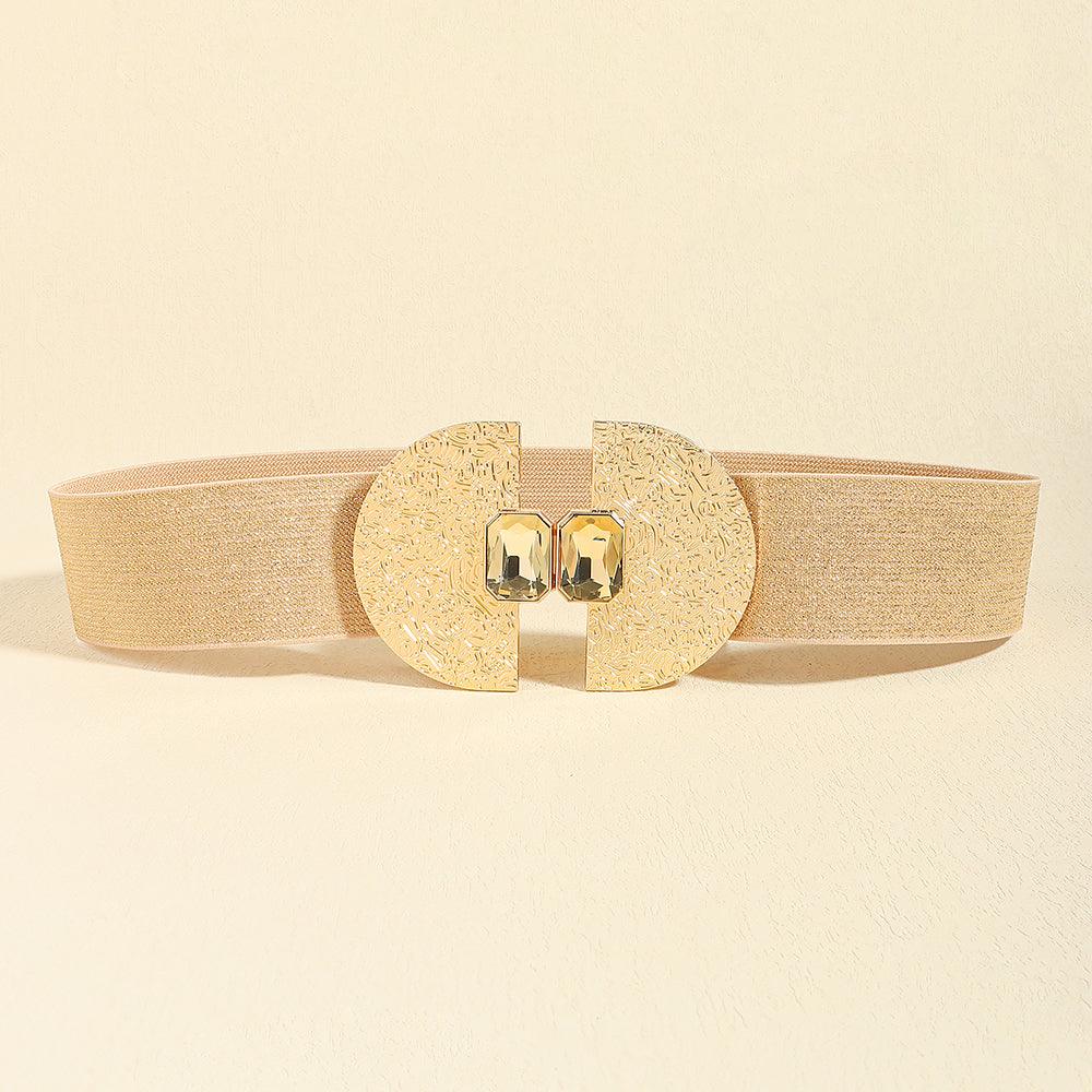 Add Glamour to Your Outfit with the Fashion Stretch Women Glittering Pearls Elastic Belt - Your-Look