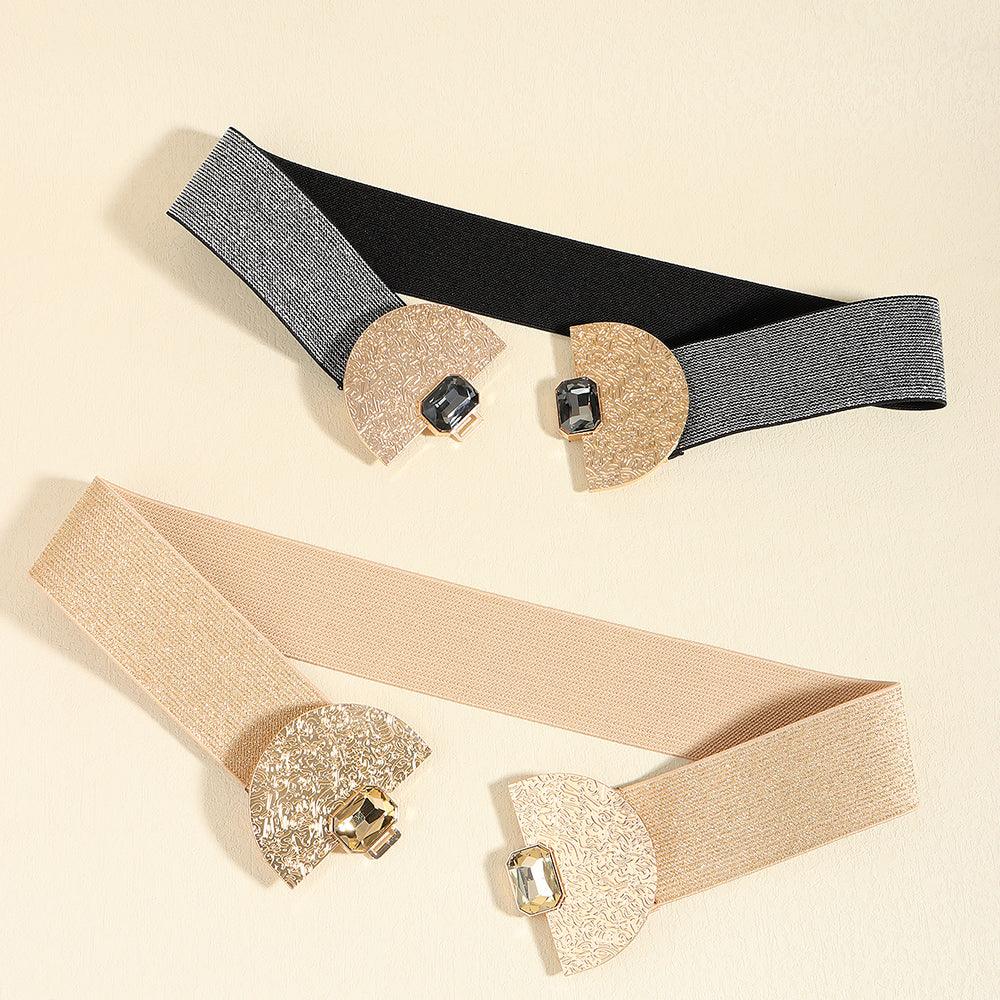 Add Glamour to Your Outfit with the Fashion Stretch Women Glittering Pearls Elastic Belt - Your-Look