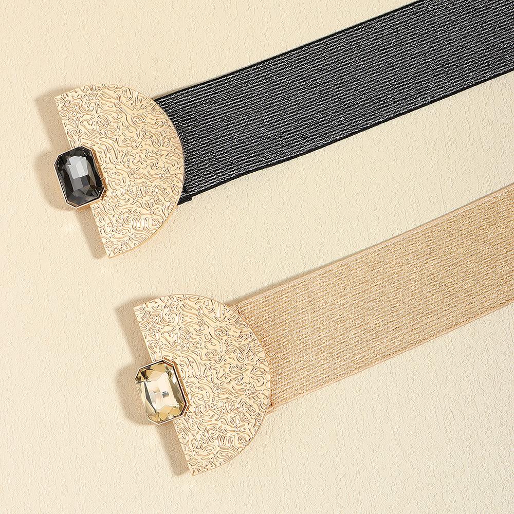 Add Glamour to Your Outfit with the Fashion Stretch Women Glittering Pearls Elastic Belt - Your-Look