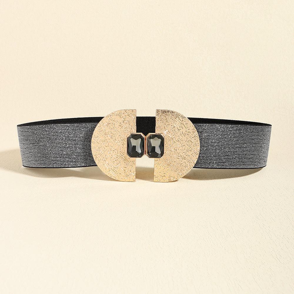 Add Glamour to Your Outfit with the Fashion Stretch Women Glittering Pearls Elastic Belt - Your-Look