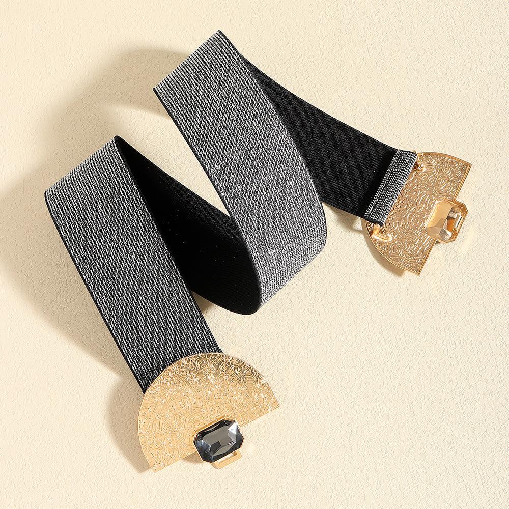 Add Glamour to Your Outfit with the Fashion Stretch Women Glittering Pearls Elastic Belt - Your-Look