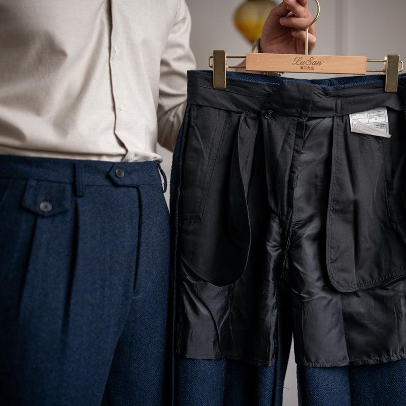 Herringbone Wool Suit Pants Men&