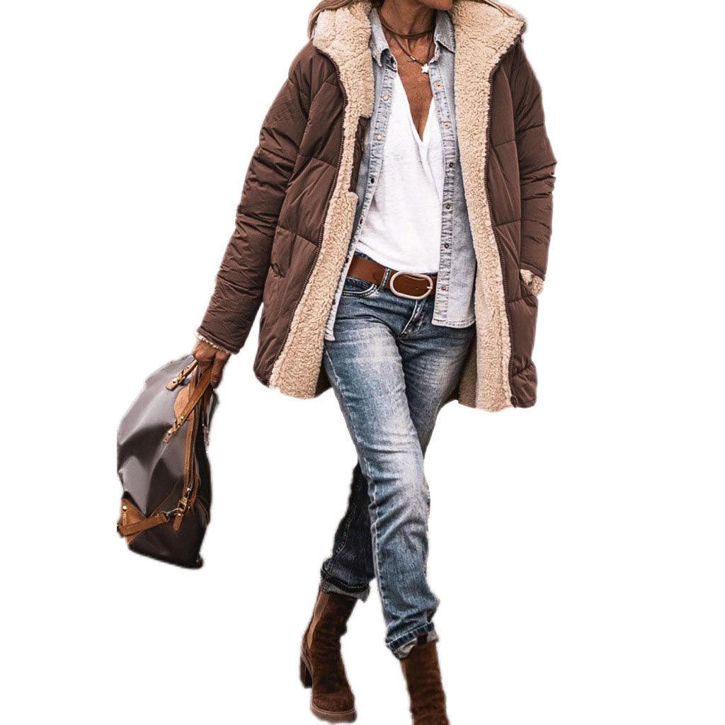 Versatile Elegance: Solid Color Hooded Cotton Jacket for Women - Your-Look