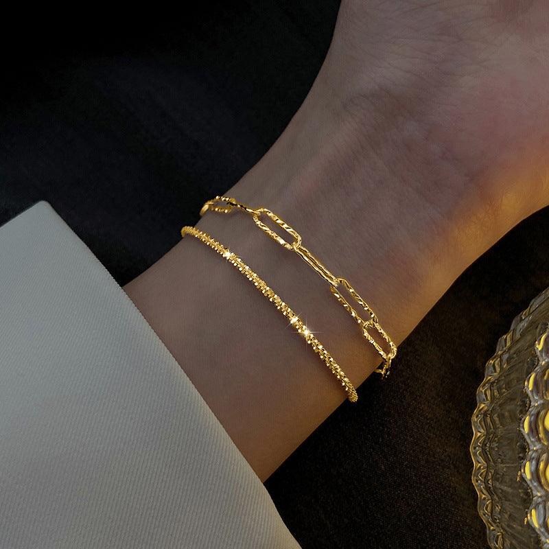 Illuminate Your Style with Gold and Silver Rhinestones Bracelet Women&