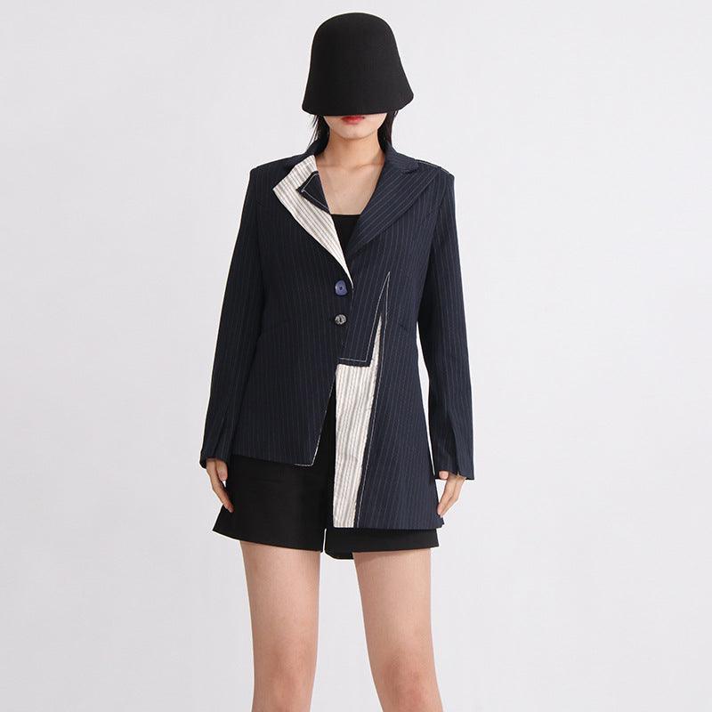 Irregular Fashion Design Patchwork Stripes Coat
