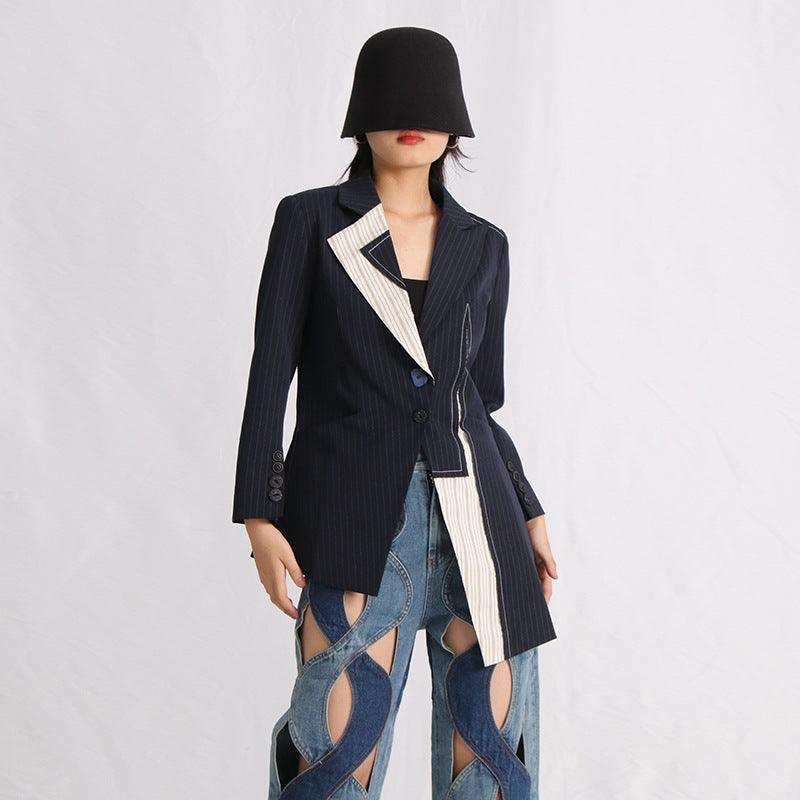 Elevate Your Style: Irregular Fashion Design Patchwork Stripes Coat for Chic Commuting - Your-Look