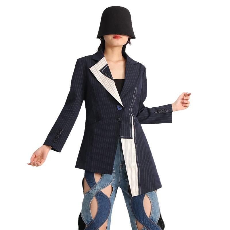 Elevate Your Style: Irregular Fashion Design Patchwork Stripes Coat for Chic Commuting - Your-Look