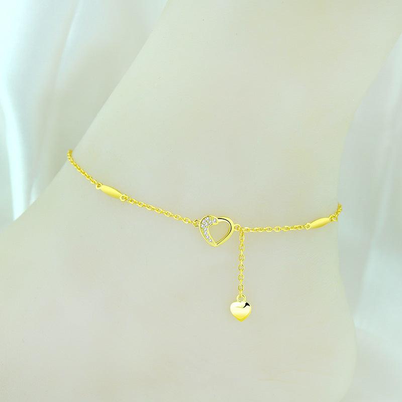 Korean Inspired: S925 Sterling Silver Anklet Plated With 18K White/Rose/Yellow Gold