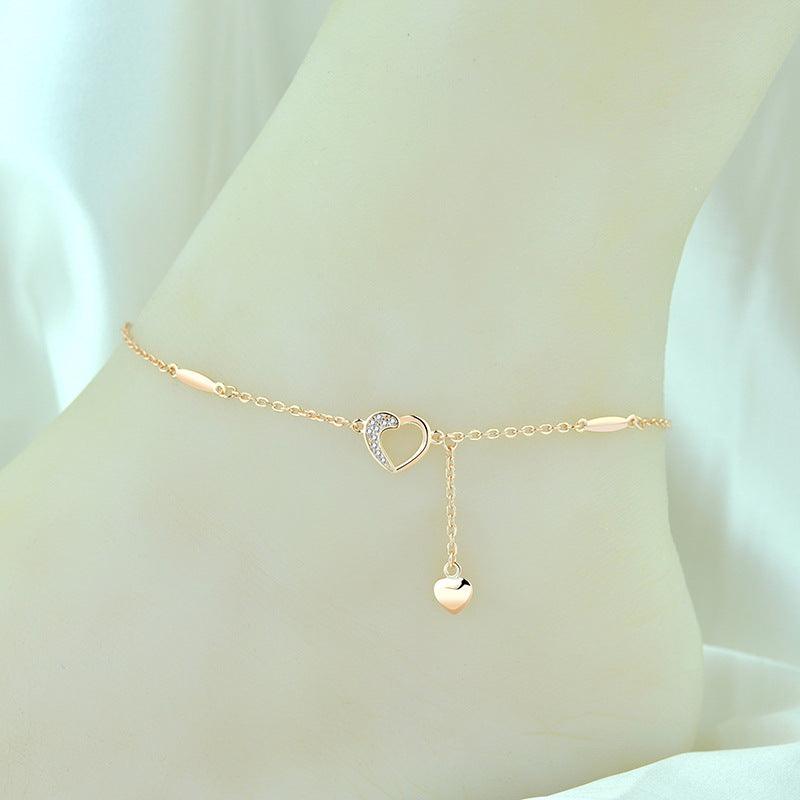 Korean Inspired: S925 Sterling Silver Anklet Plated With 18K White/Rose/Yellow Gold