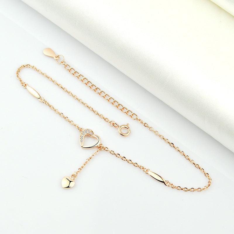 Korean Inspired: S925 Sterling Silver Anklet Plated With 18K White/Rose/Yellow Gold