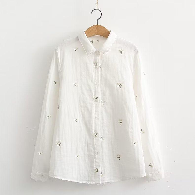 Double-layer Yarn Skin Cotton Loose Long-sleeved Shirt - Fashion - Your-Look
