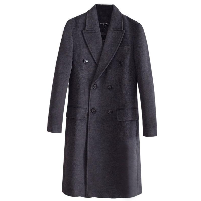 Double Breasted Long Sleeve Long Cashmere Coat Large Size - - Your-Look