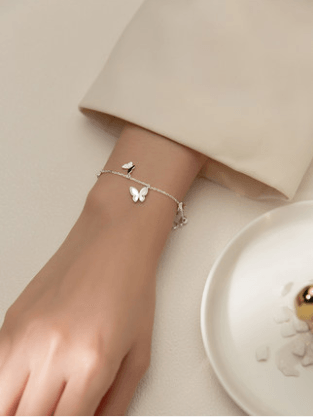 Mloveacc Shell Butterfly Charm Bracelet: Handcrafted Rose Gold 925 Sterling Silver Gift for Women - Your-Look