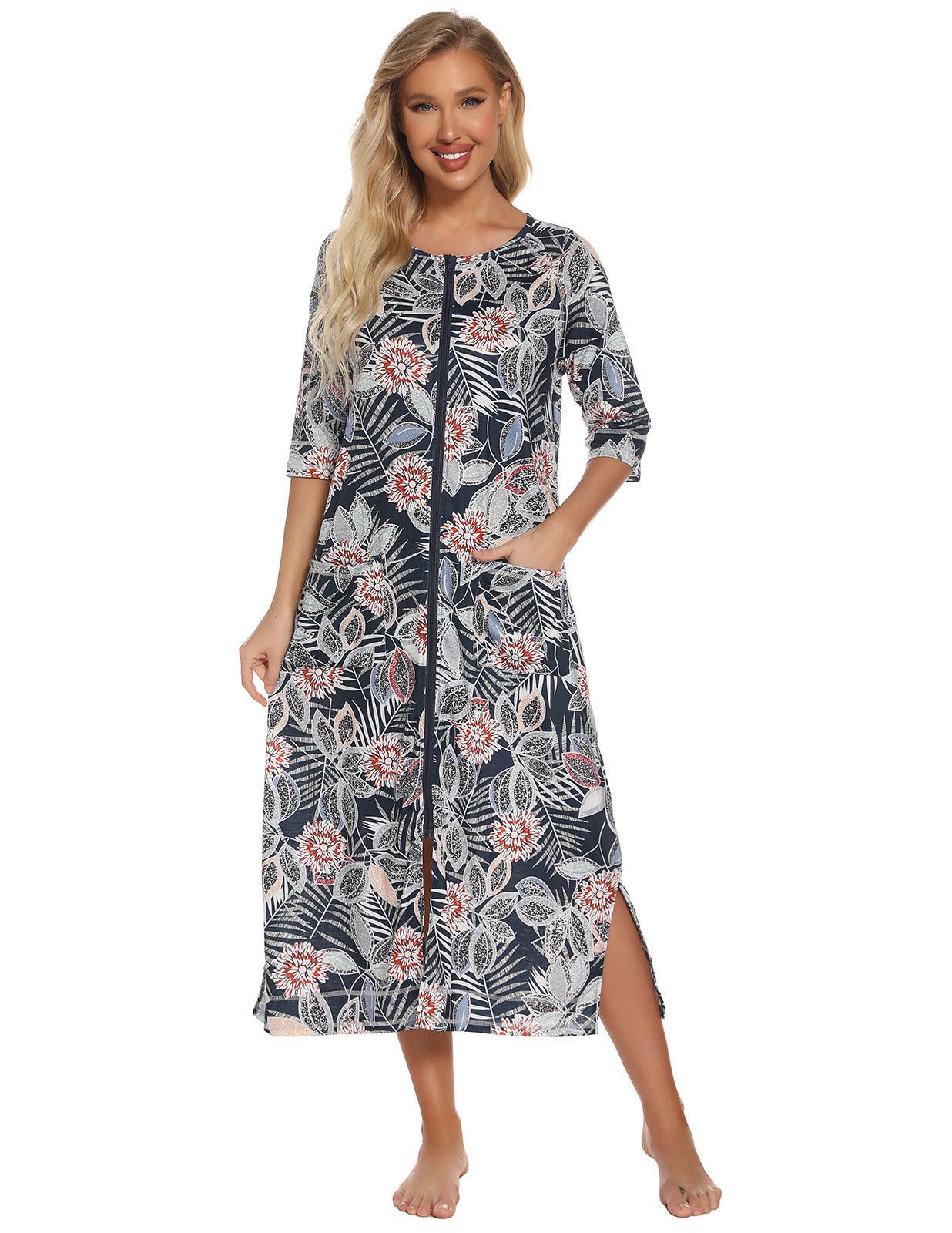 "Moments of Bliss" Comfortable Home Wear for Pregnant and Breastfeeding Women - Loose Pajamas with 3/4 Sleeves and Plus Size Robe