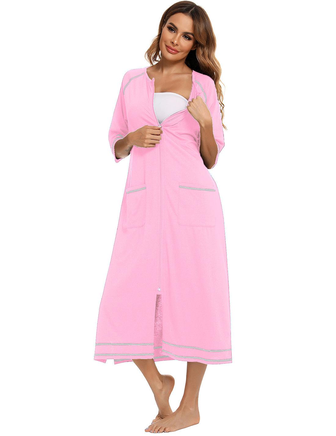 "Moments of Bliss" Comfortable Home Wear for Pregnant and Breastfeeding Women - Loose Pajamas with 3/4 Sleeves and Plus Size Robe - Your-Look