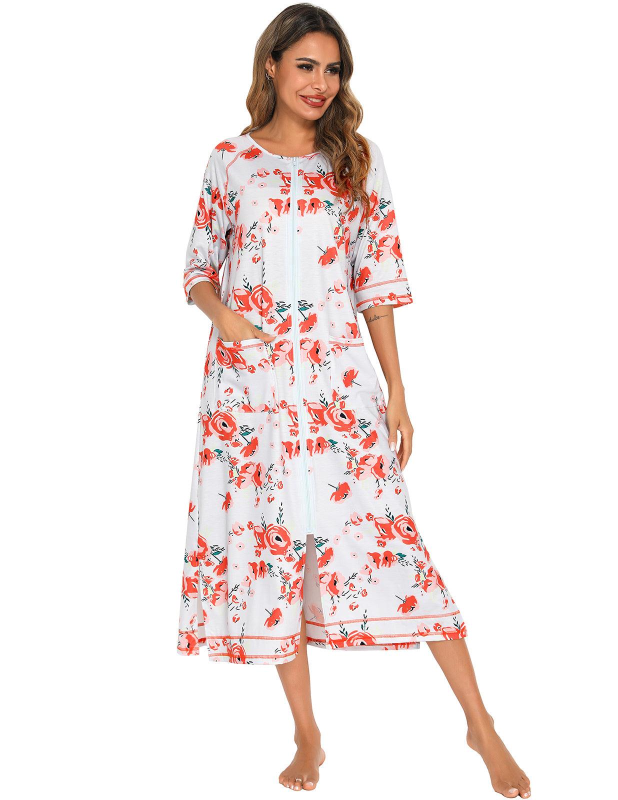 "Moments of Bliss" Comfortable Home Wear for Pregnant and Breastfeeding Women - Loose Pajamas with 3/4 Sleeves and Plus Size Robe - Your-Look